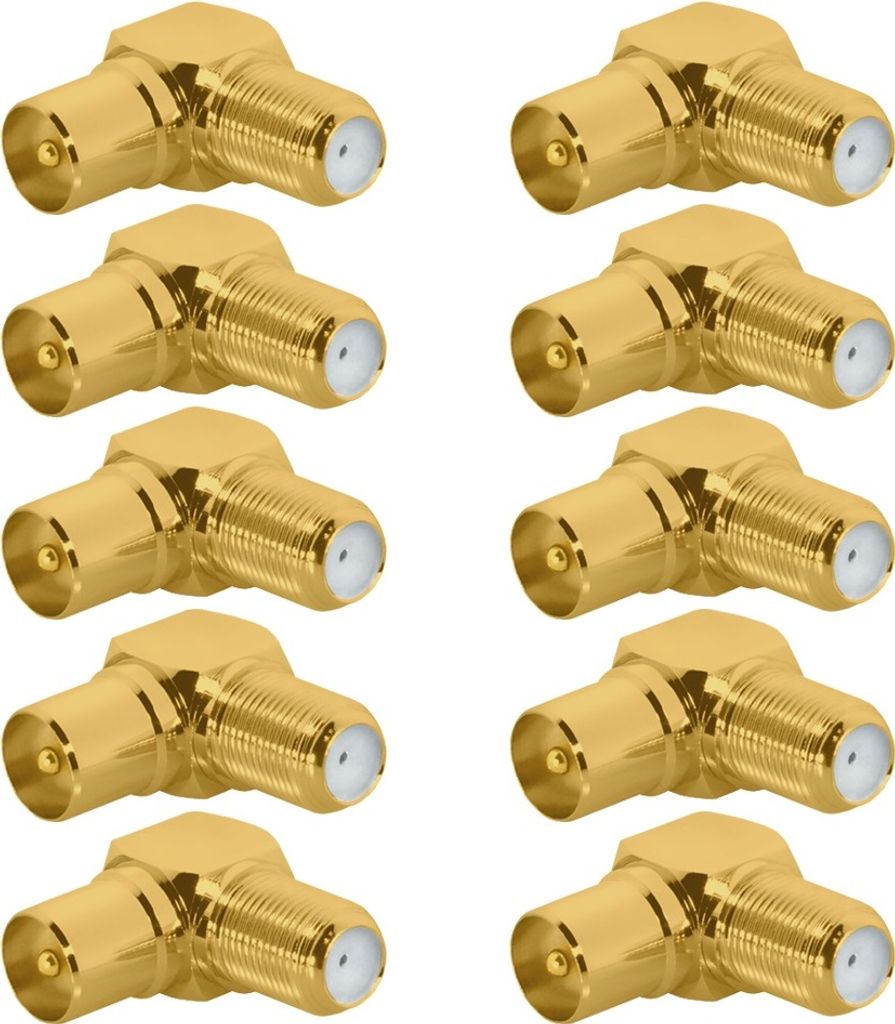 ARLI 10x 90° Winkeladapter – Antennenstecker 9,5 mm auf F-Kupplung vergoldet für TV SAT DVB-T2 DVB-C2 DAB