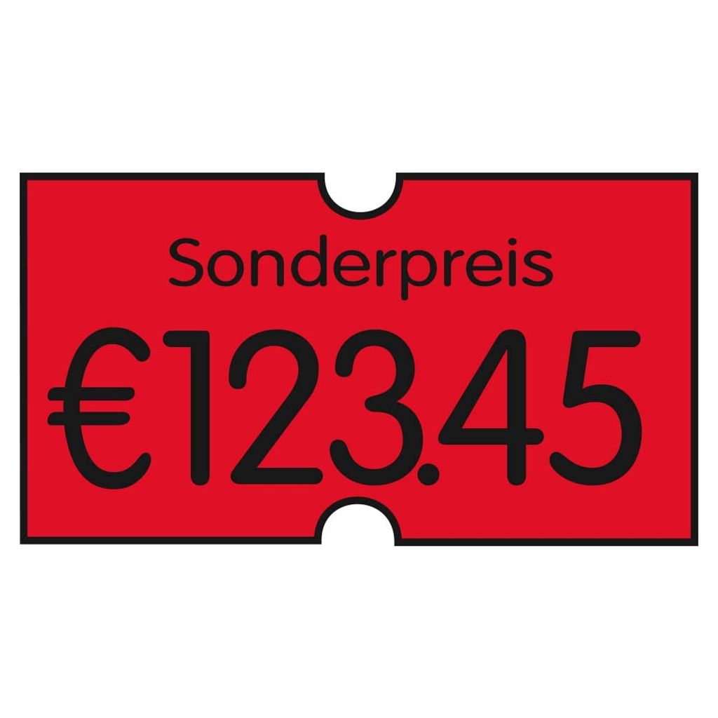 PrinterLabels AS Preisetiketten leuchtrot permanent 21,6 x 12,0 mm, 14 Rollen