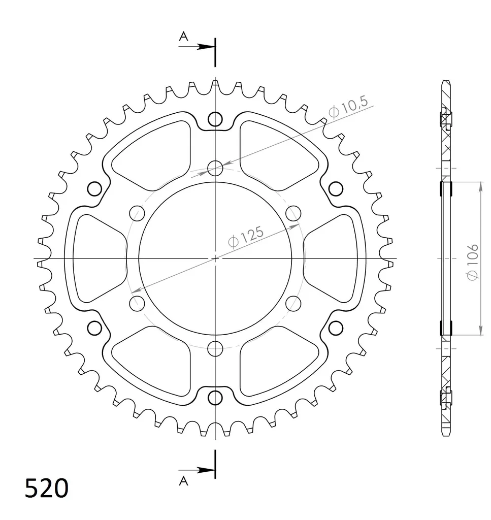 Couronne Anti-Usure 47 Dents Noire 520 Supersprox Stealth RST-2013