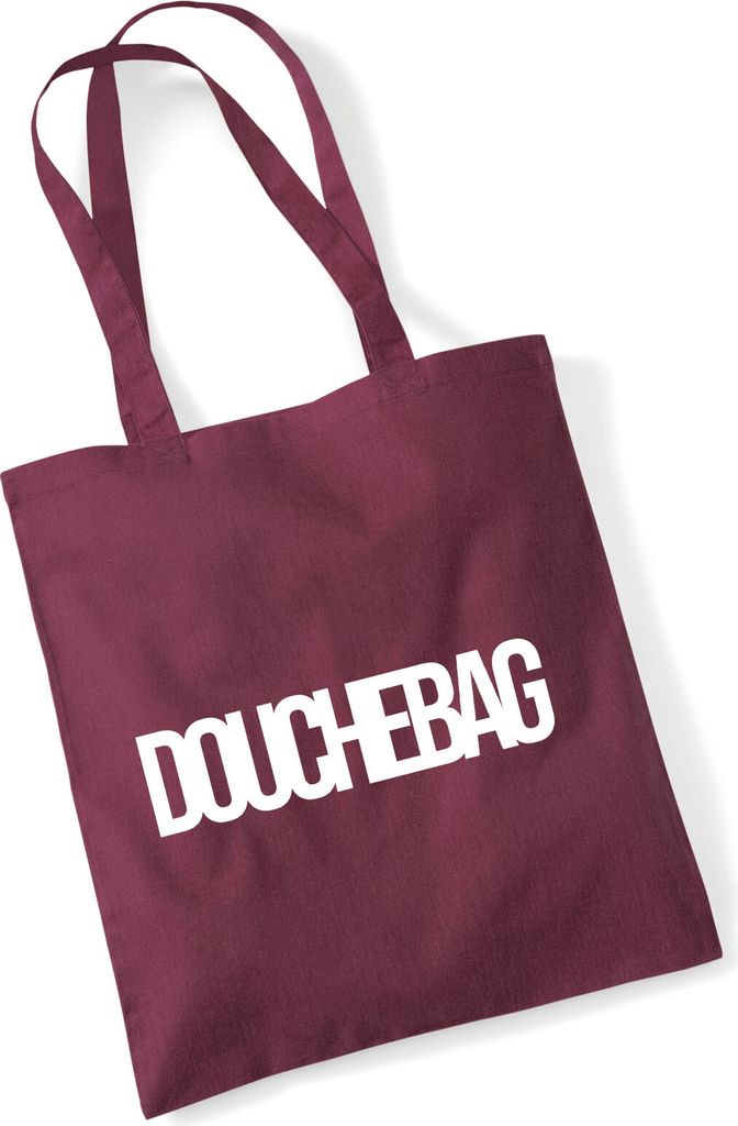Huuraa Jutebeutel Douchebag Schriftzug 10 Liter Burgundy Baumwolle Tasche Geschenkidee