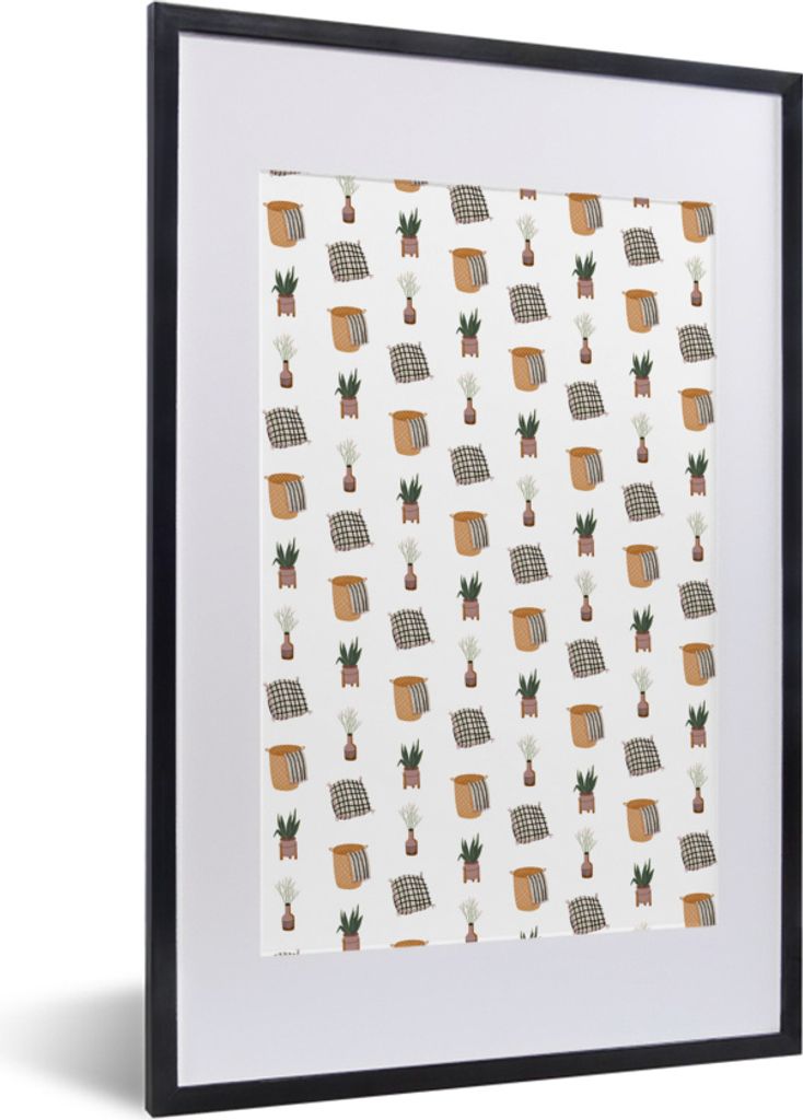MuchoWow MuchoWow Gerahmtes Poster Wohnzimmer - Accessoires - Muster 40x60 cm - Poster mit zchwarzem Bilderrahmen - Poster in Rahmen