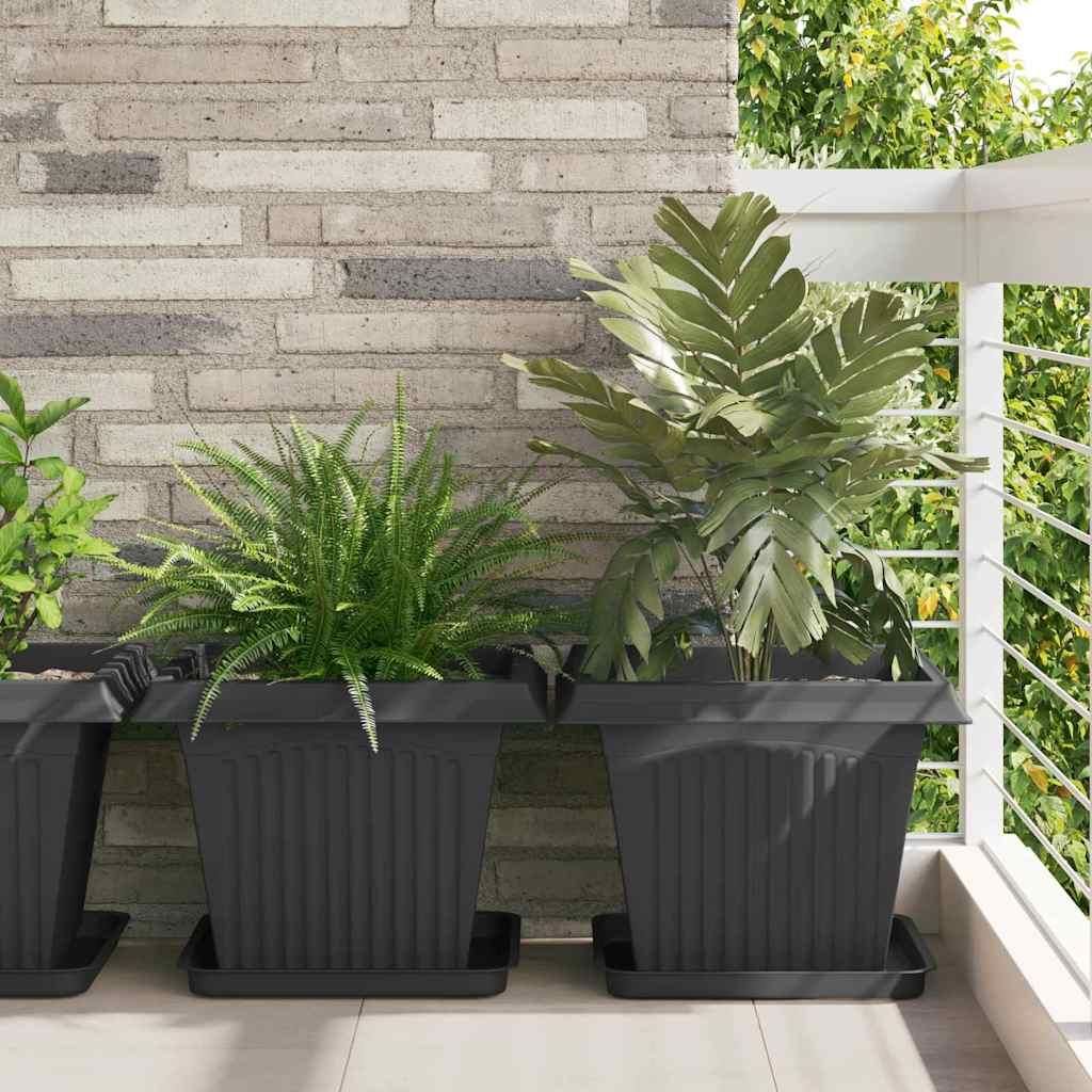 "SALE 2026"Quadratischer Blumentopf 6 pcs - CLORIS - elegantes Blumenkübel/Pflanztopf - Schwarz 43x43x33,5 cm - Beete NeuMöbel367349