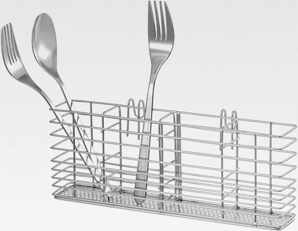 Utensilienhalter zum Aufhängen, Besteck-Organizer, Löffel, Abtropfgestell, Korbhalter, 4 unterteilte Fächer, Besteck-Organizer, Edelstahl