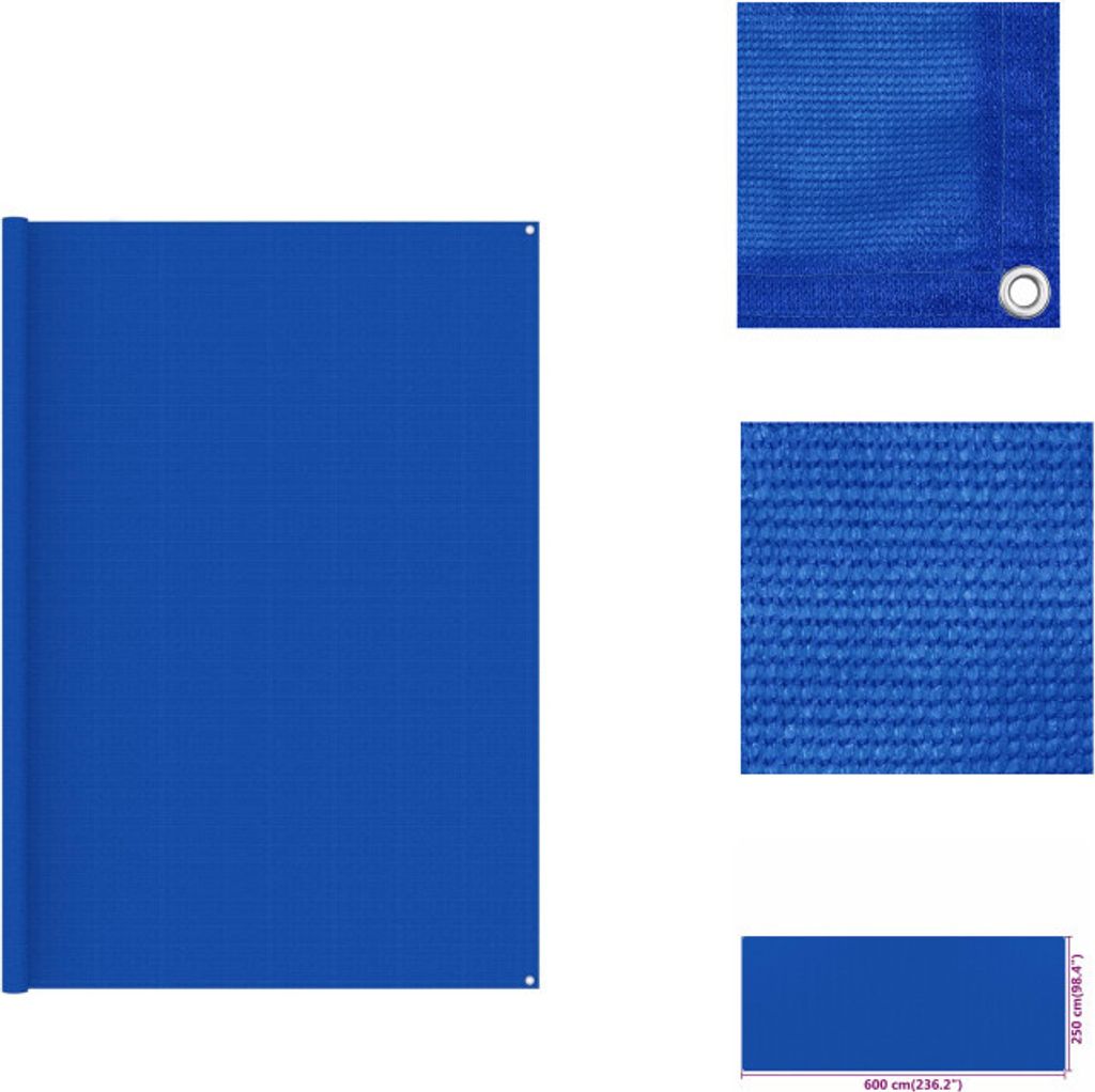 vidaXL Zeltteppich 250x600 cm Blau HDPE - Zeltzubehör