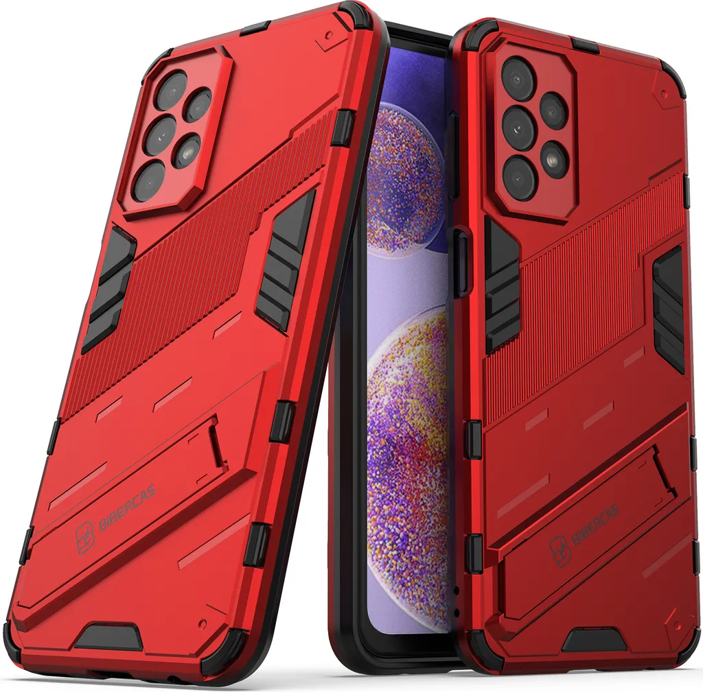 Custodia per Samsung Galaxy A23 5G/4G Custodia protettiva ibrida in PC TPU antiurto con funzione stand Rosso