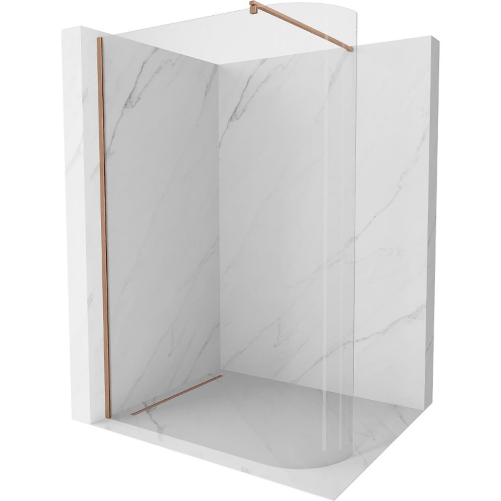Mexen Kioto Duschwand abgerundet Walk-in 110 x 200 cm, transparent 8 mm, gebürstetes Kupfer - 800-110-101-65-06