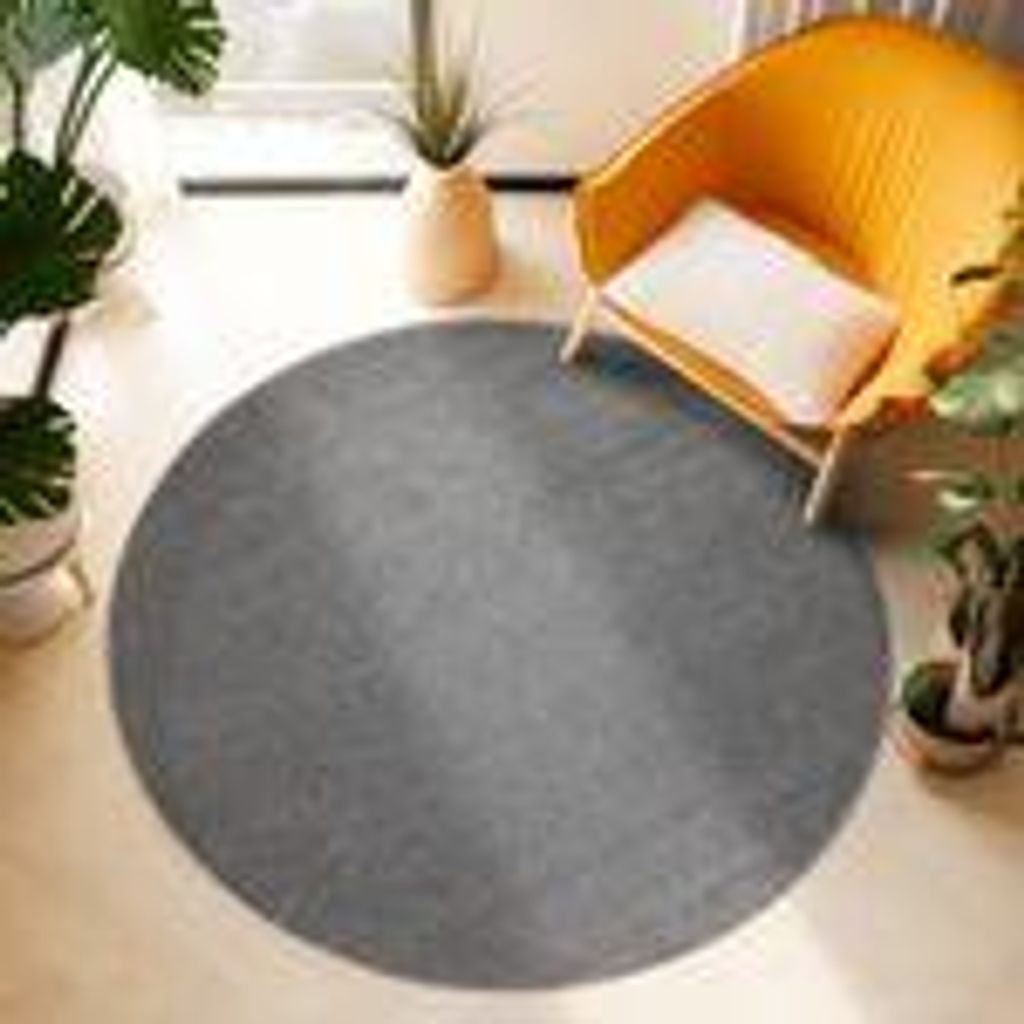 Teppich Wohnzimmer Schlafzimmer Läufer Esszimmer Küchenteppich Einfarbiges Design Flauschig Weich Farbe : Hellgrau , Größe : 160 cm Rund