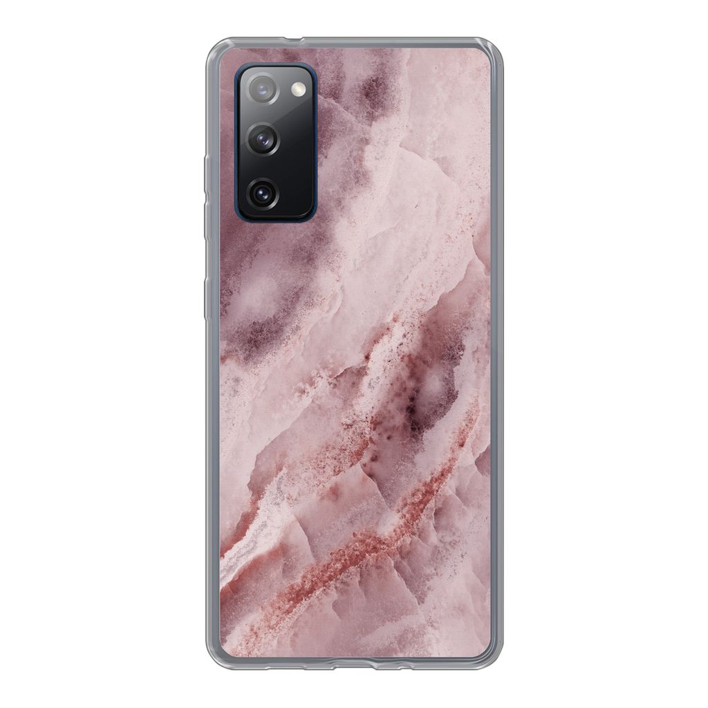 MuchoWow Handyhülle Schutzhülle Hülle für Samsung Galaxy S20 FE Naturstein - Rosa - Luxus Silikon Softcase Handy Hülle - Abdeckung