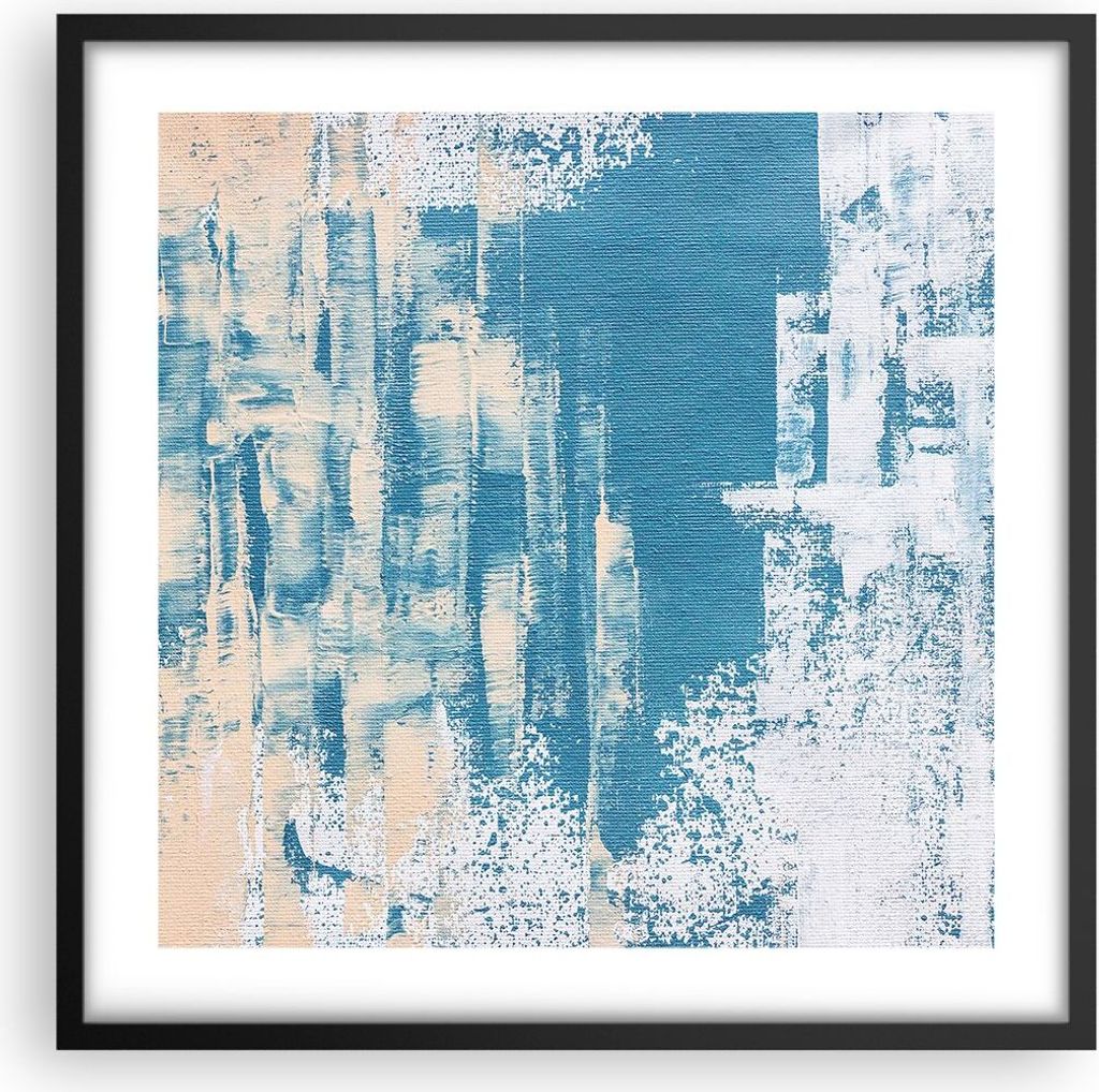 Gerahmtes Poster - Schwarzer Rahmen - Blau Farben Hintergrund - 50x50 cm - Wand Bild - Wanddeko - Wandbilder - Kunstposter - Wandposter - Bilderrah...