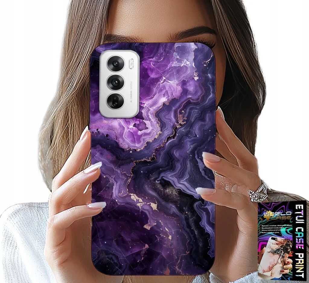 Cover Luxury Marmo Viola Oppo Reno12 5G - Protezione Sottile Foil
