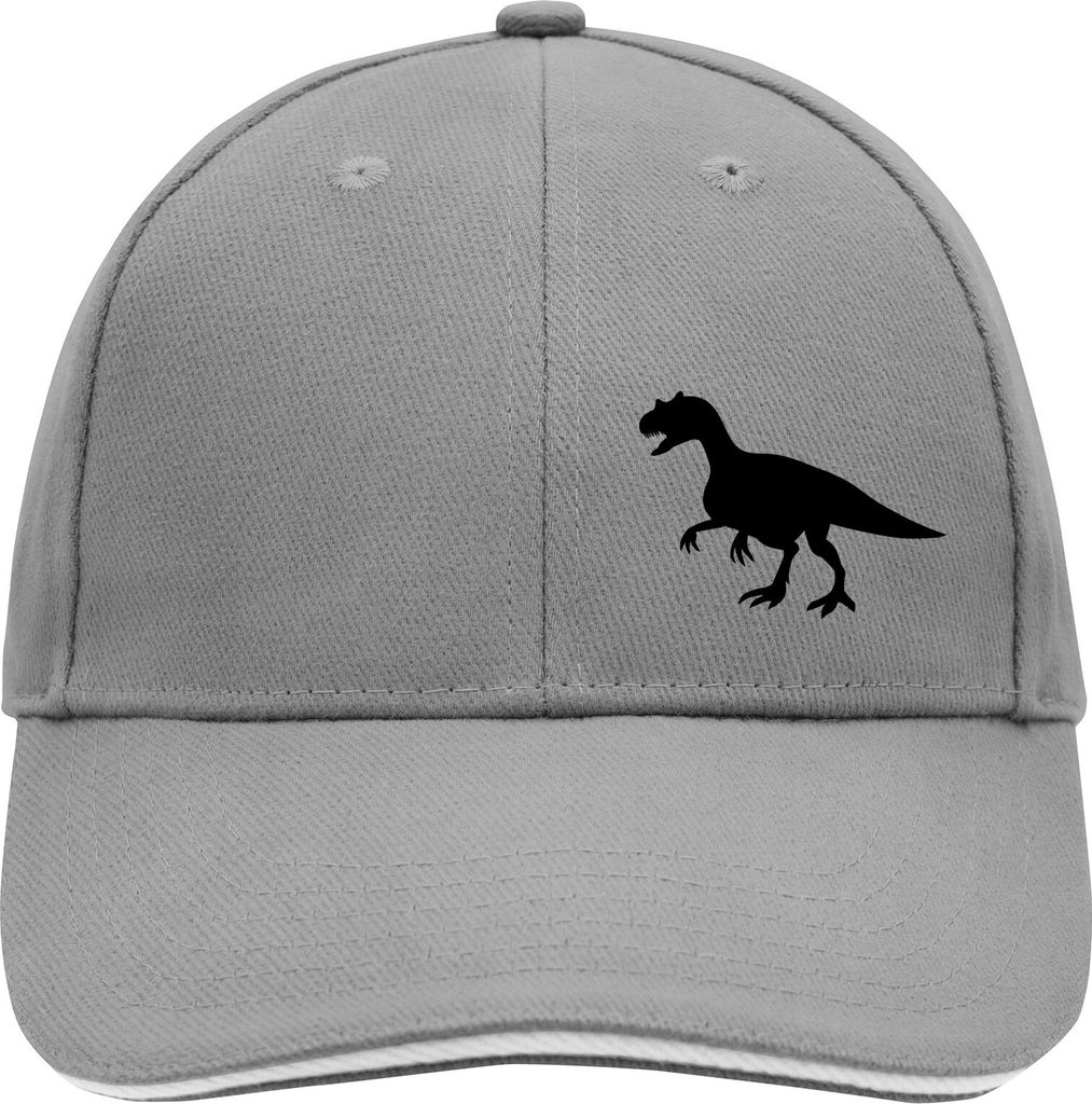 Huuraa Cappy Mütze Allosaurus Dinosaurier Dark Grey/White Baumwolle 6-Panel Kappe Geschenkidee