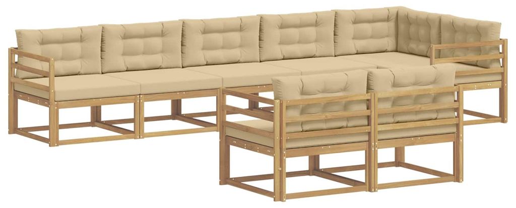 vidaXL Outdoor-Sofagarnitur mit Kissen 6 pcs Weiß und Beige Polyester