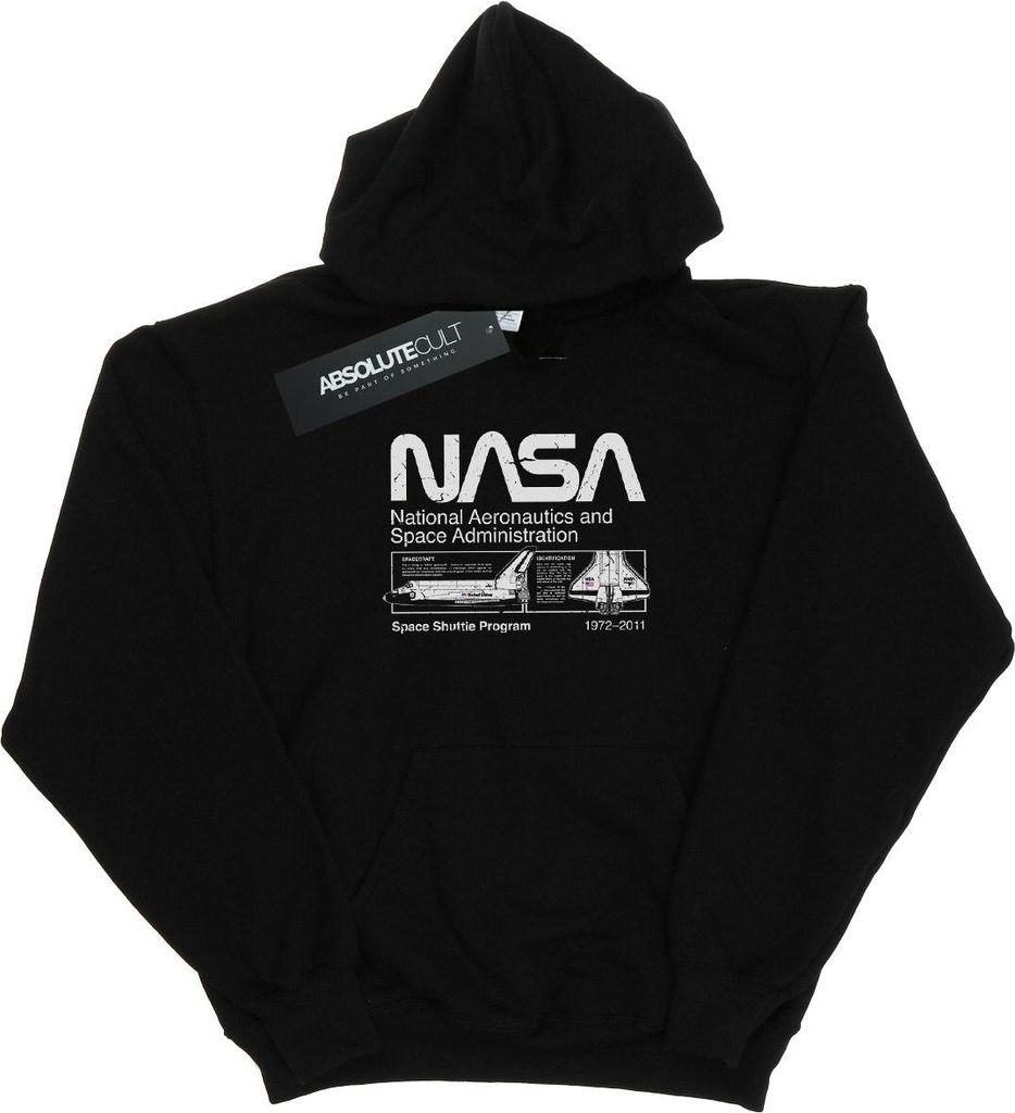 NASA - Kapuzenpullover für Mädchen BI14257 (152-158) (Schwarz)