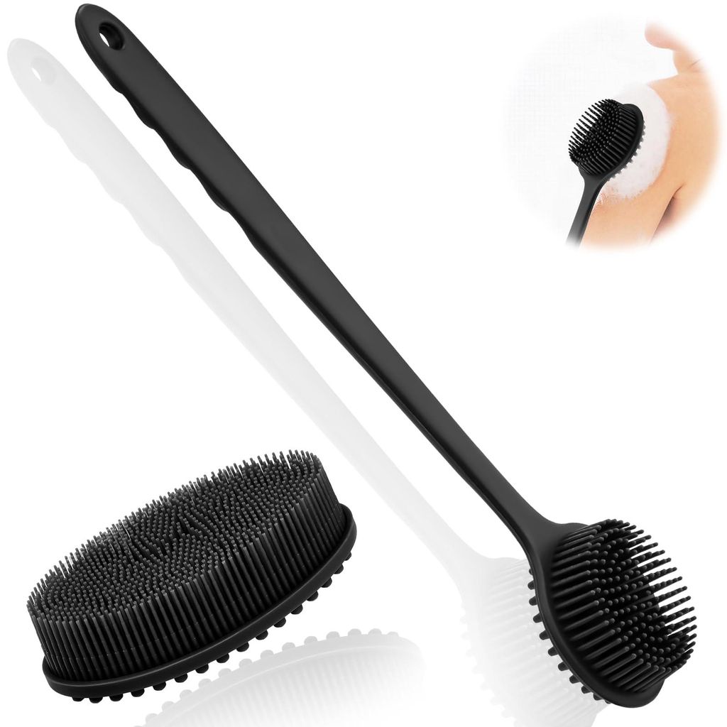 2 Silikon-Körperpeeling-Pads, schwarze Körperbürste, Duschbürste, Rückenpeeling-Pad, Rückenbürste für die Dusche, Körperpeeling-Bürste, S...