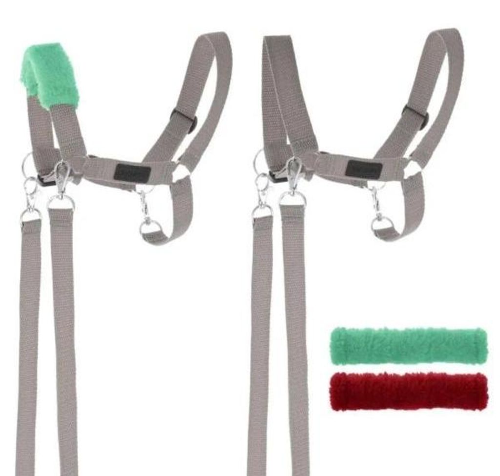 Kantar für Hobby Horse mit Zügeln und Fellbesatz, grau – Handlosfera