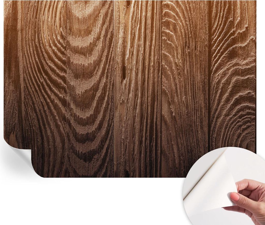 Selbstklebende Wandtapete - Dekorative Tapete für Wohnzimmer - Klebefolie für Wandbilder - Tapetenfolie für Wanddekoration - 312x219 cm - Holzringe