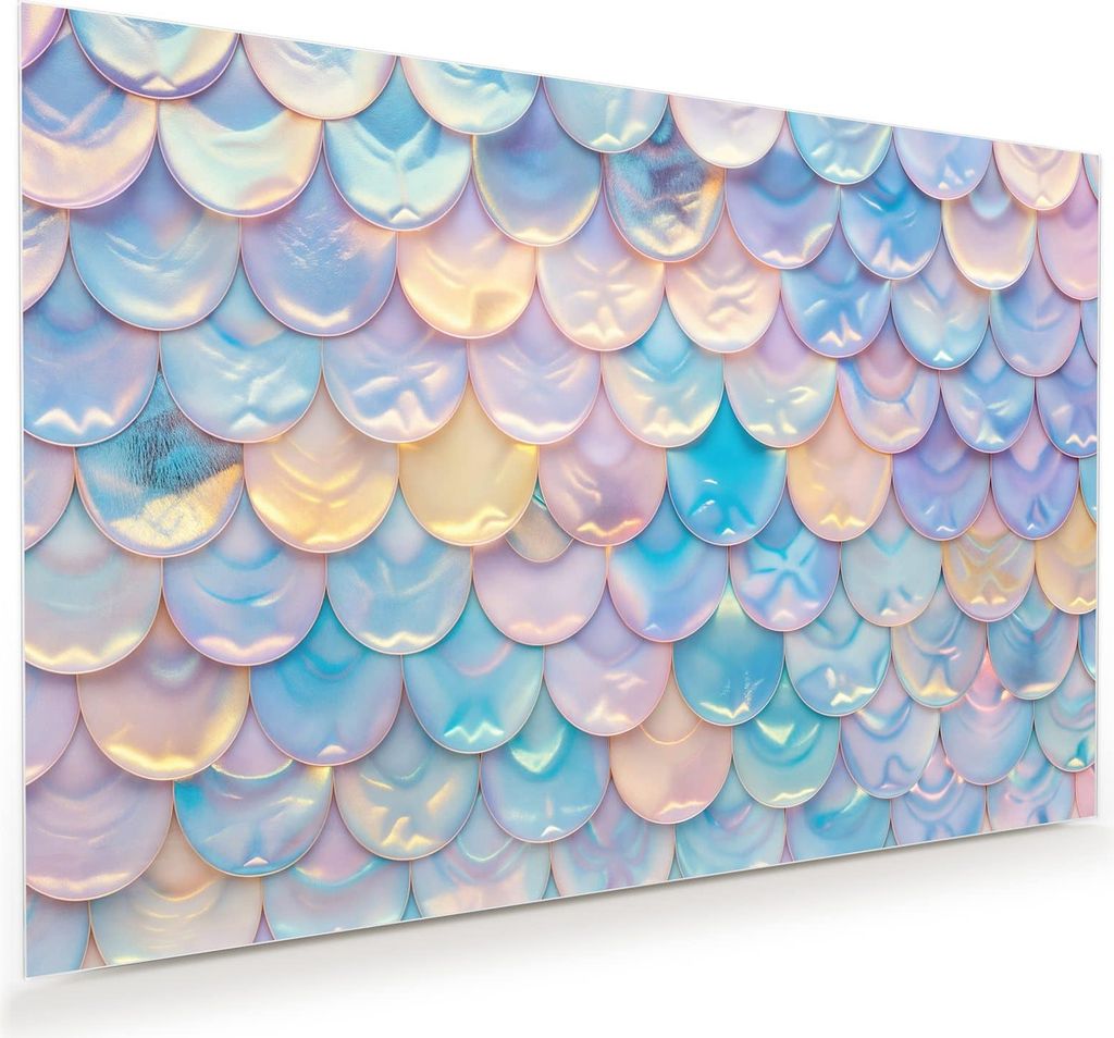 Glasbild 90x60cm in XXL für Wohnzimmer, Schlafzimmer Motiv Schuppen Mix Pastell