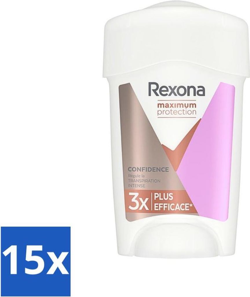 Rexona Women - Deodorant Stick - Maximaler Schutz Selbstvertrauen - Antitranspirant - 45 ml - Vorteilspack - 15 Stücke