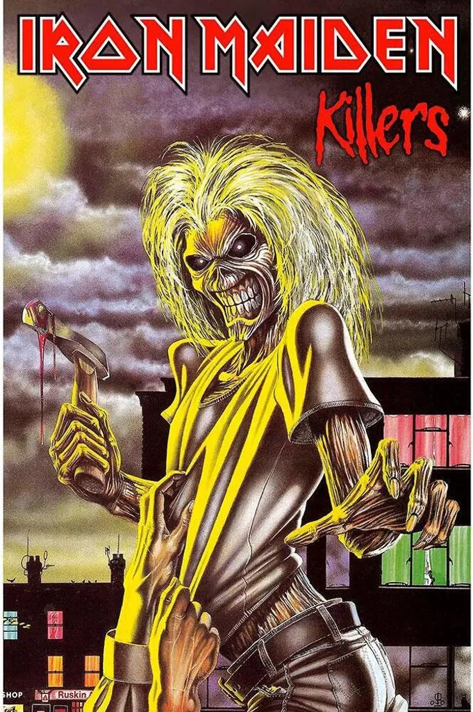 Poster tissu Iron Maiden Killers RO2918 durable ne se déchire pas Noir