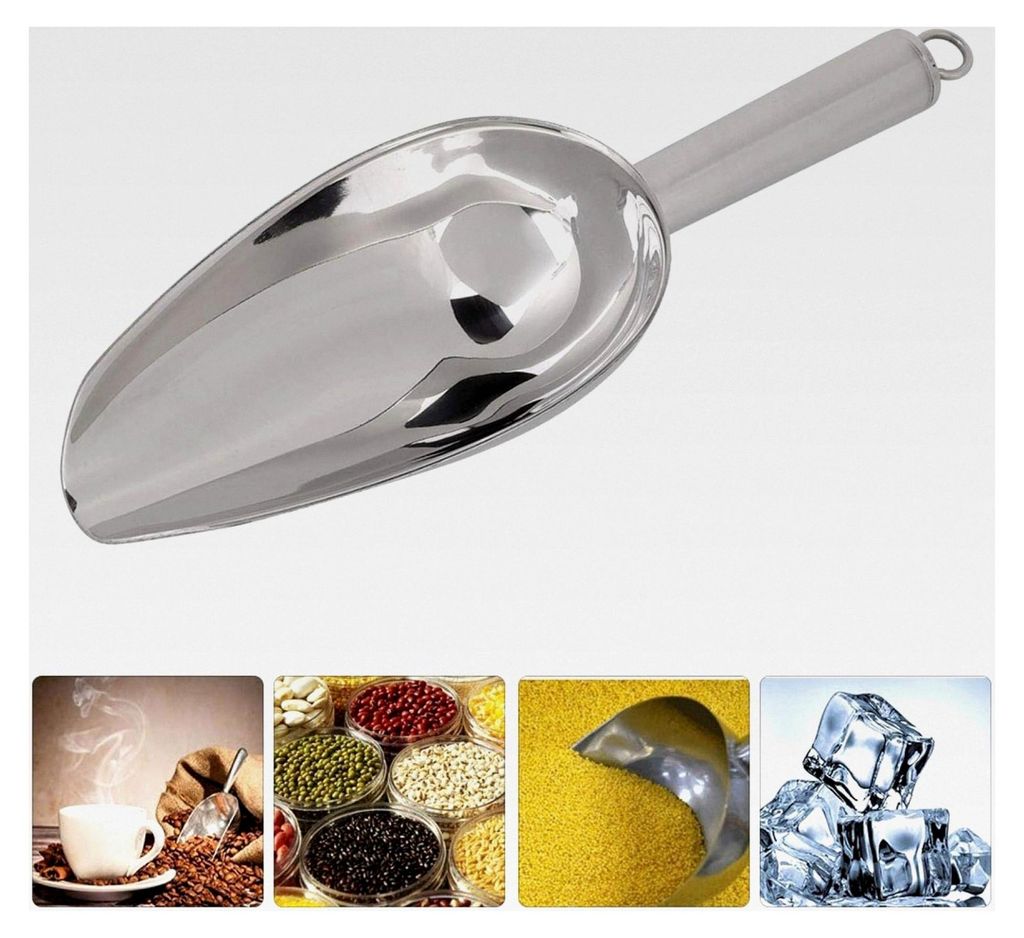 Eisschaufel aus Edelstahl, kleine Mehlschaufel, Abwiegeschaufel, Futterschaufel für Bar, Küche, Buffet, Party - 510ml
