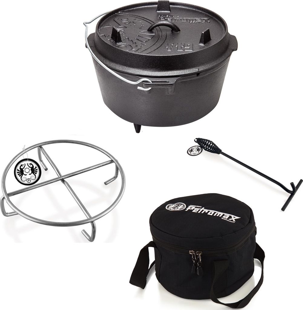 Petromax Feuertopf-Set ft9 mit Füßen 7,5 Liter Untersetzer, Produktbild 