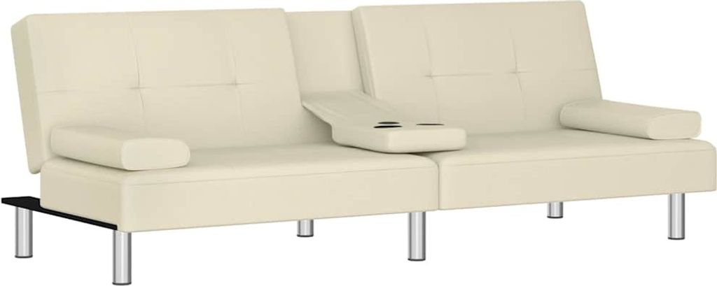 vidaXL Schlafsofa mit Getränkehaltern Creme Kunstleder