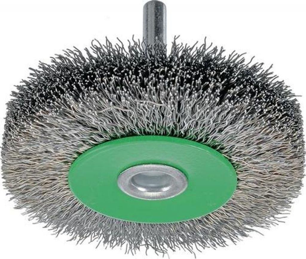 Osborn Drahtbürste für Bohrmaschine ø 60x18mm - Drahtbürstenaufsatz für schwer zugängliche Stellen - rostfreie Rundbürste mit Schaft, gewell...