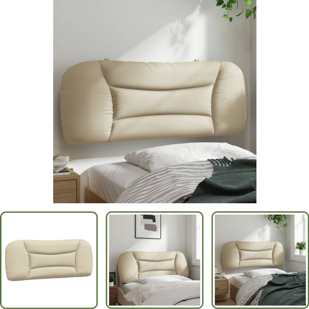 The Living Store Kopfteil-Kissen Creme 100 cm Stoff