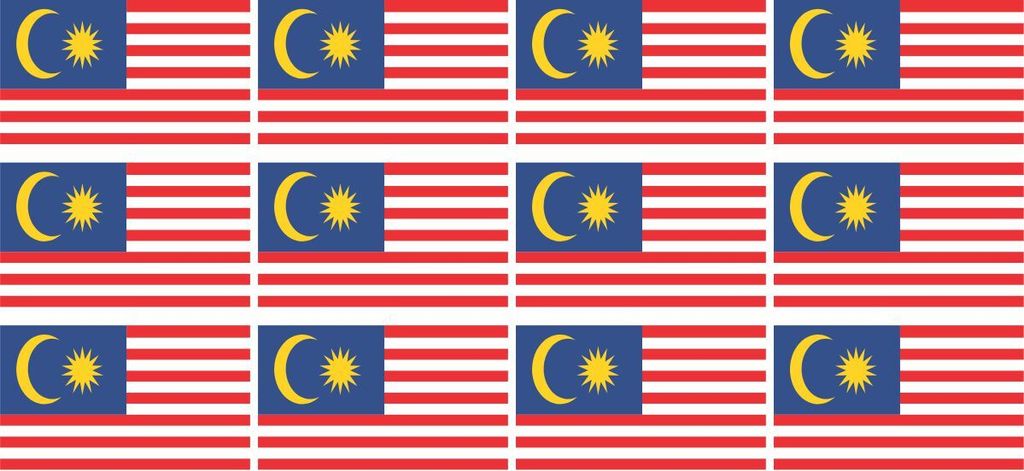 Mini Aufkleber Set - Pack glatt - 50x31mm - selbstklebender Sticker - Malaysia - Flagge / Banner / Standarte fürs Auto, Büro, zu Hause und die Sc...