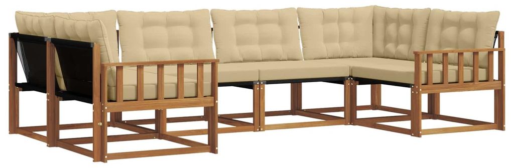 vidaXL Outdoor-Sofagarnitur mit Kissen 6 pcs Natur und Beige