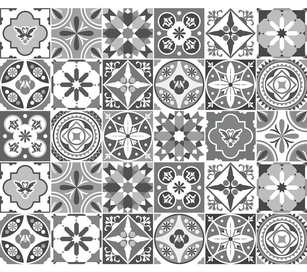 Selbstklebende Wandfliesenaufkleber für Küche und Bad – 30 Fliesenaufkleber „Benjamin Azulejos“ – 30 Aufkleber à 20 x 20 cm