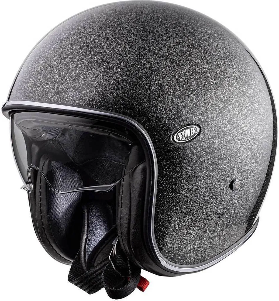 Casque moto jet Vintage Evo U9 Premier Glitter Silver pour city-scooter
