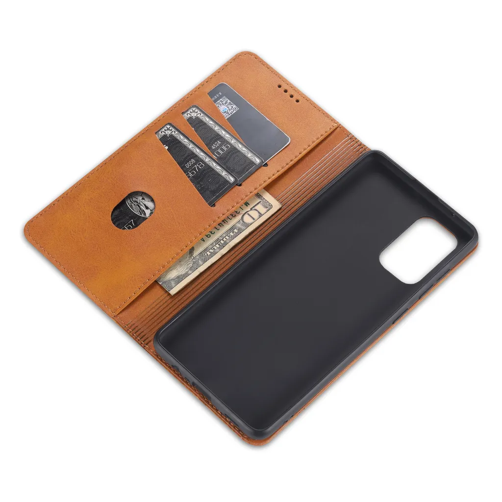 Custodia Samsung A72 Anti-Urto Marrone Pelle Portafoglio Robusta - 6