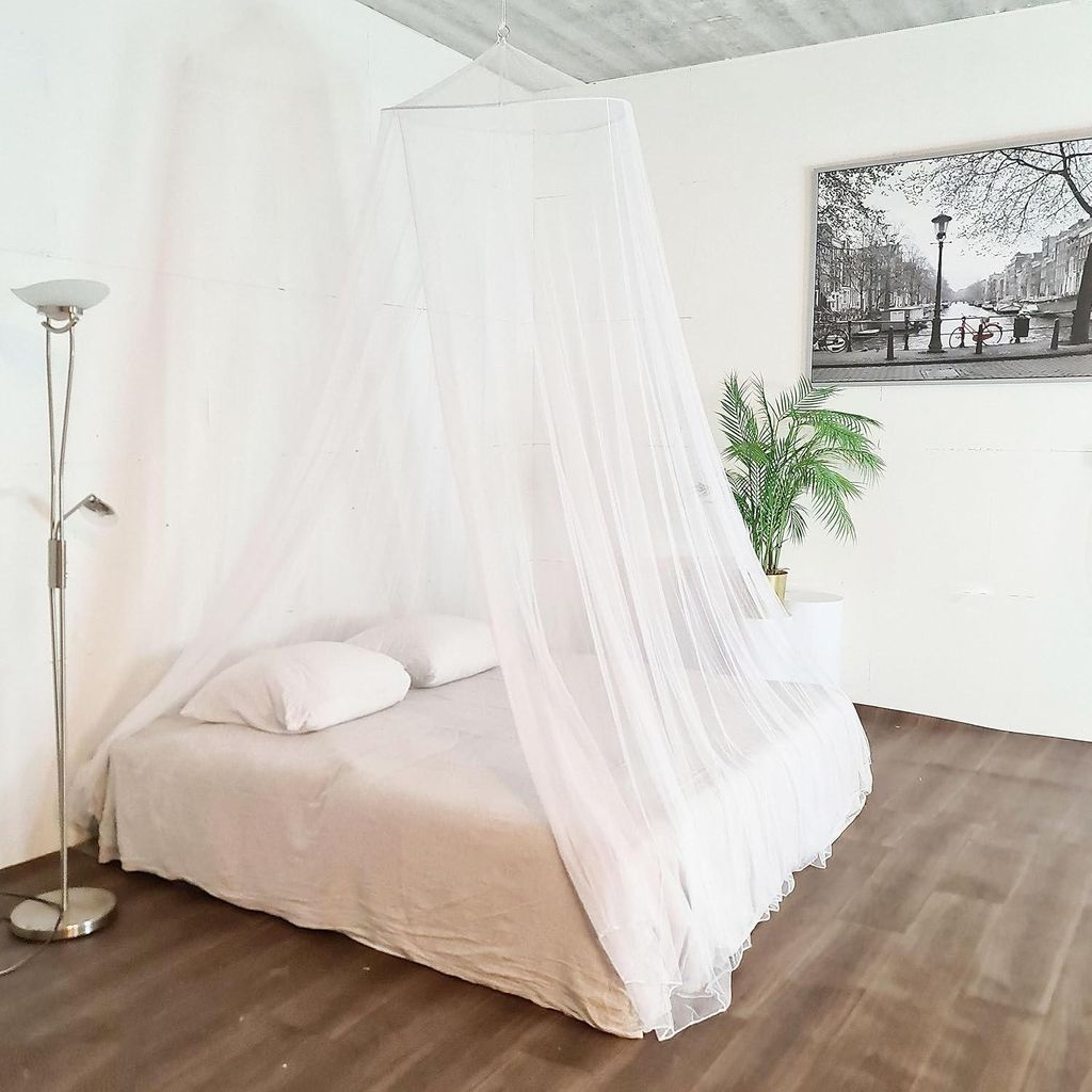 XXL-Format Doppelbett Moskitonetz - Moskitonetz XXL - Aufhängeschnur und Reisetasche - Himmelbett Mückenschutz - extra großer Ring - 80 cm - 250...