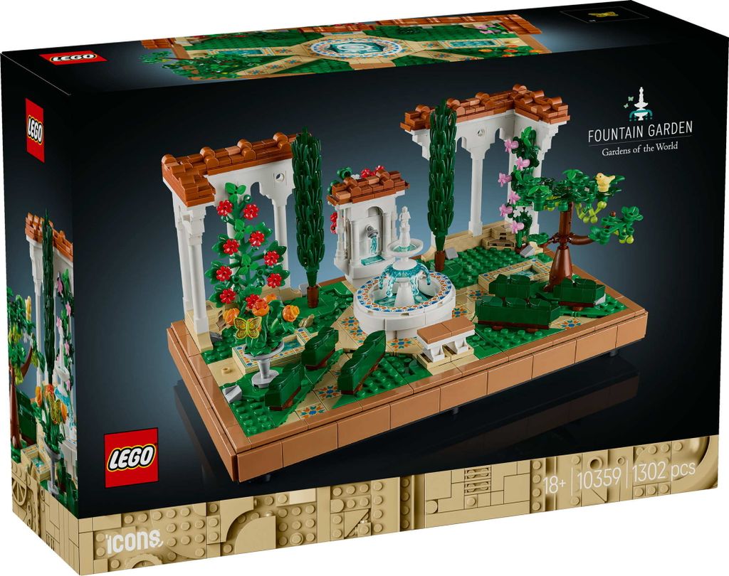 LEGO Icons Springbrunnengarten - Miniatur Bauset für Produktbild 