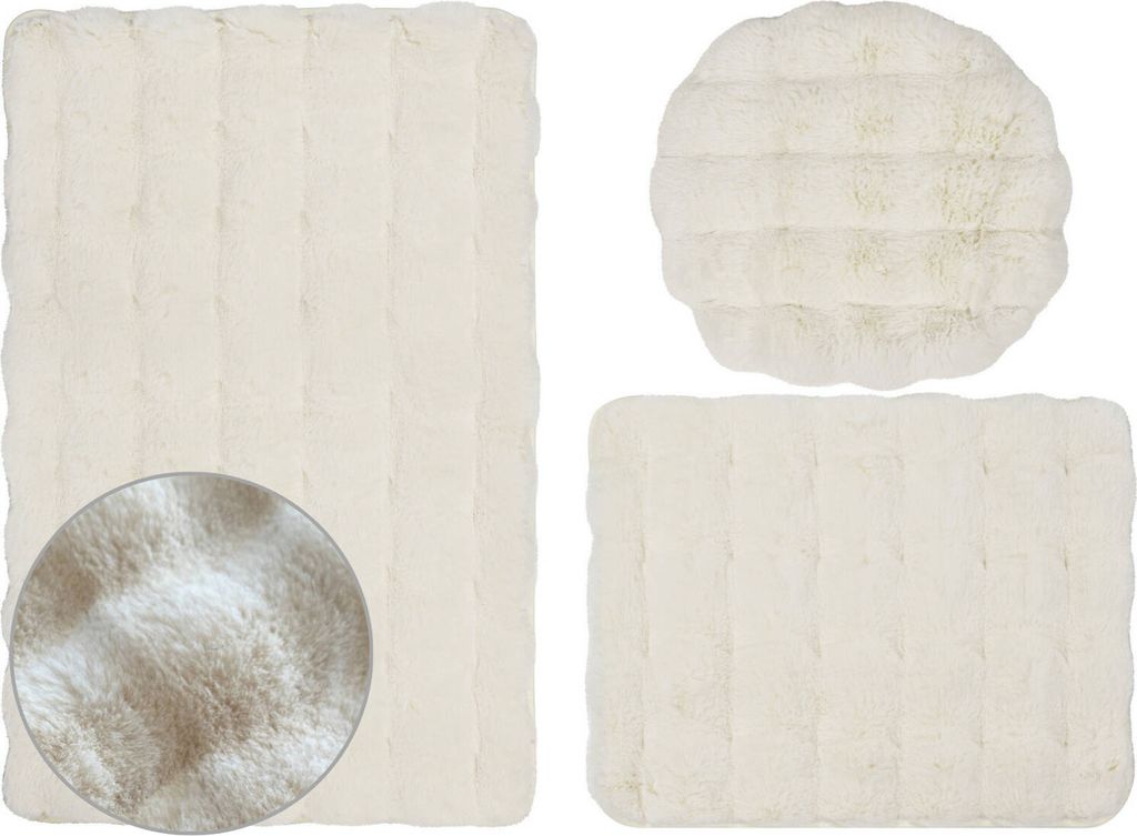 Badematte Badteppich Badvorleger Aruba Ecru 3 tlg. 3 Stück: Produktbild 