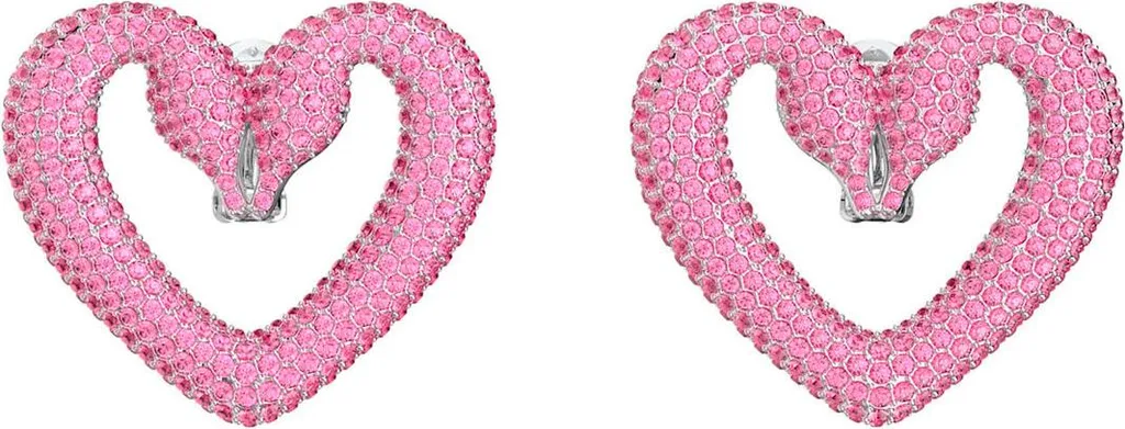 Orecchini Swarovski 5631171 Una a Clip - Cristallo Rosa e Rodio 2 cm