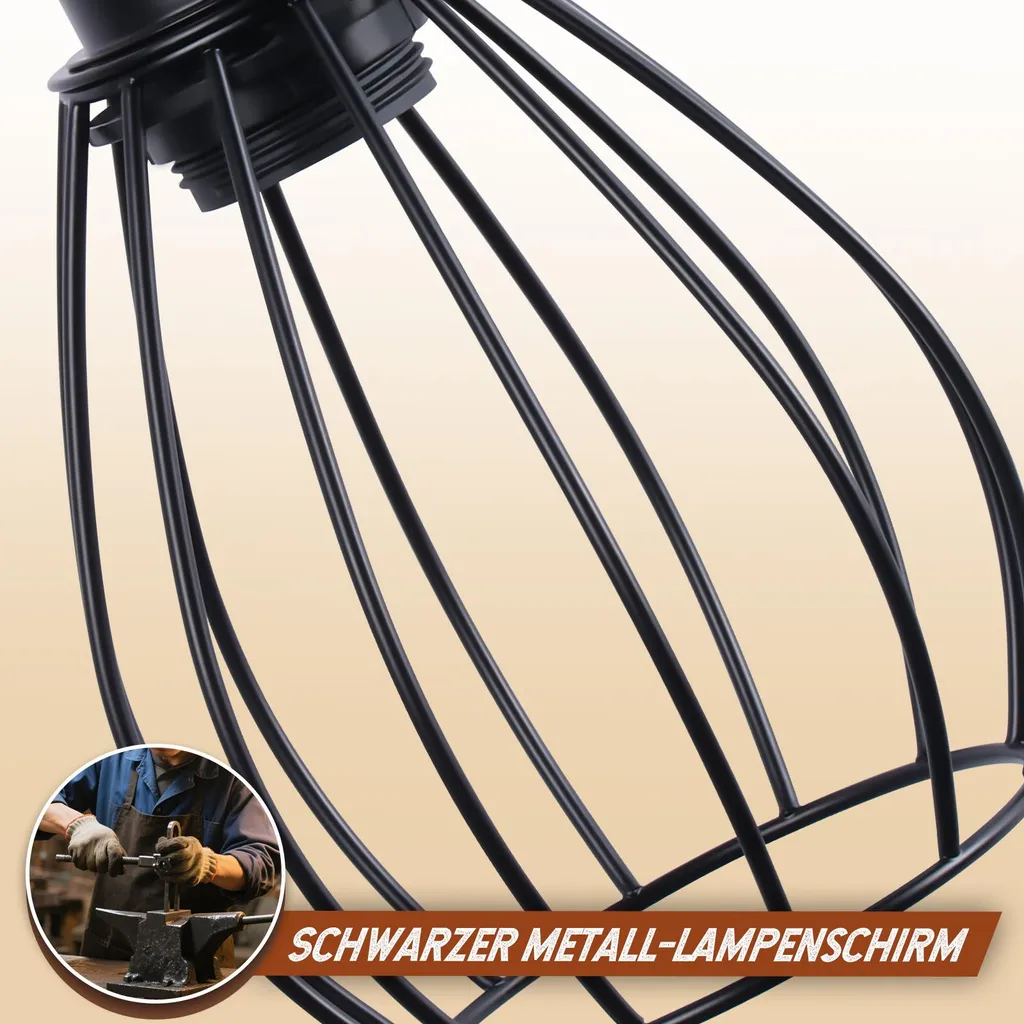 Applique Industriale ZMH con Interruttore - Lampada Letto Legno E27 - 7