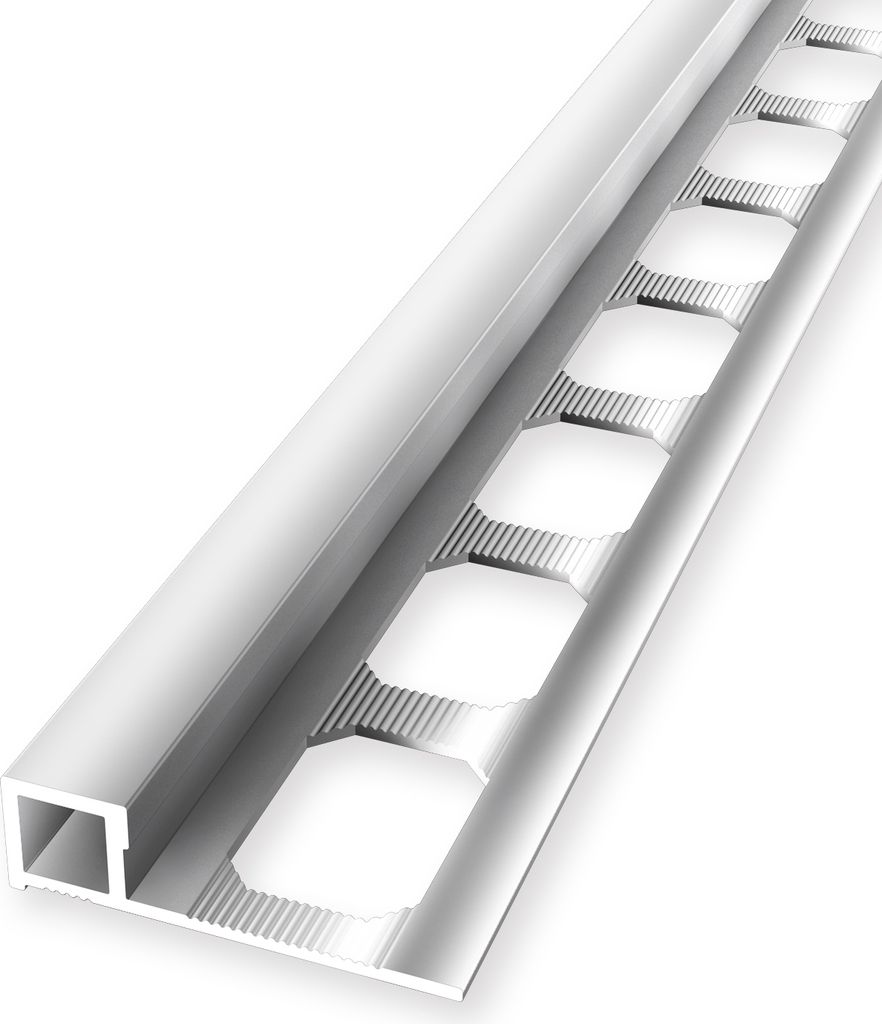 Randleistenprofil 9 x 31 x 2500 mm Quadratprofil Einfasshöhe 9 mm Aluminium Geschlossen Gestanzt Silber Glanz Küberit