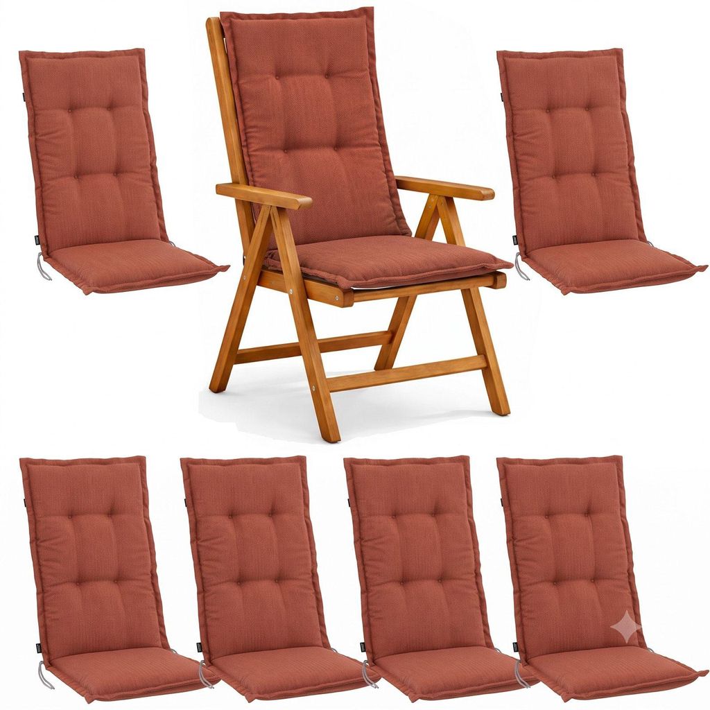 BURI 6x Auflagen Set Hochlehner für Gartenstühle 120x48x7cm Produktbild 