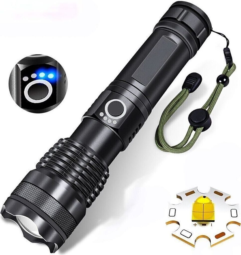 Hochleistungs-LED-Taschenlampe mit 12.000.000 Lumen, wiederaufladbar; Hochleistungs-LED-Taschenlampe mit 12.000.000 Lumen