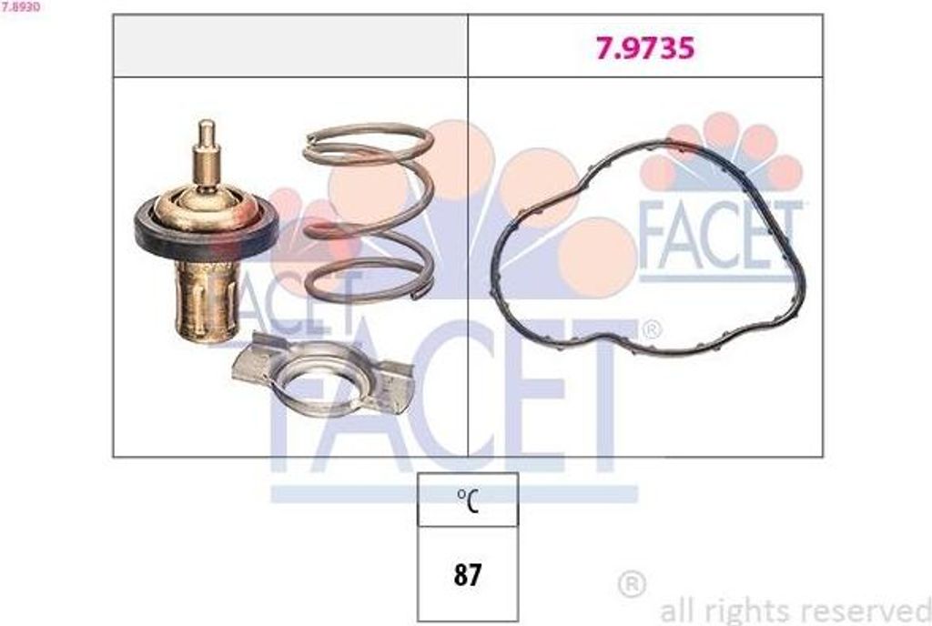 FACET Thermostat Kühlmittel 83°C passend für MERCEDES-BENZ CITAN Kasten (415) für RENAULT MEGANE III Grandtour (KZ0/1) Clio IV Schrägheck (BH)...