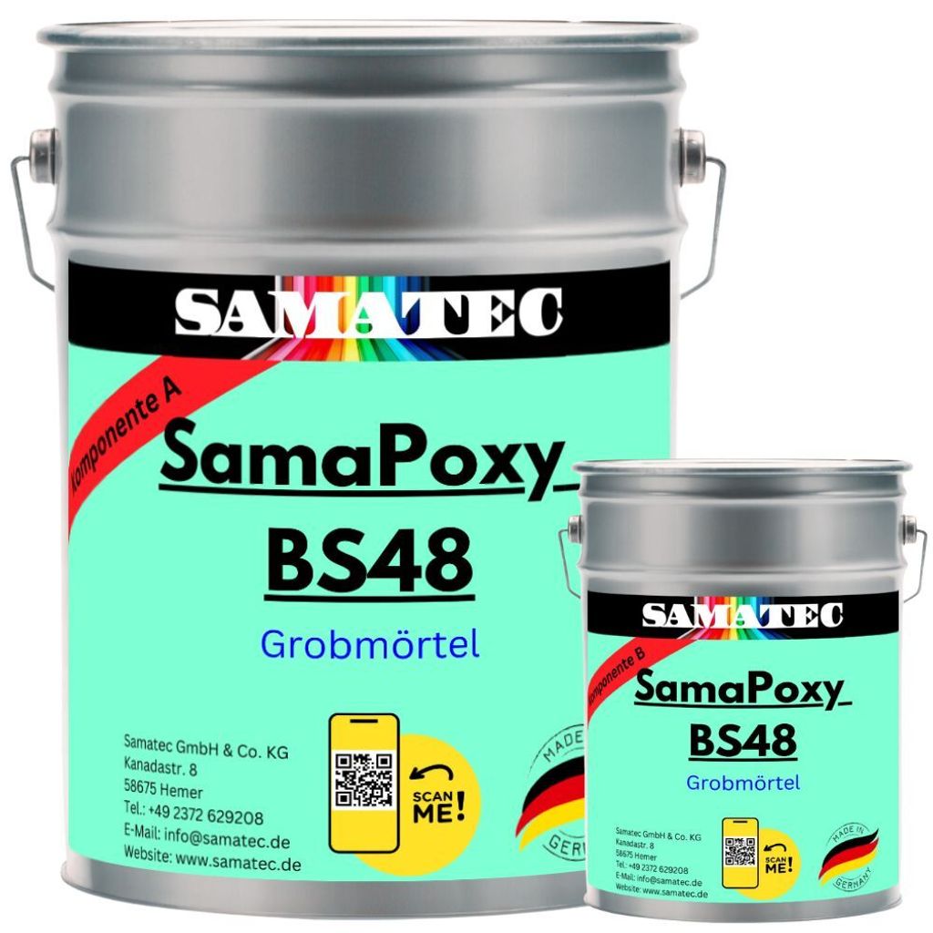 Grobmörtel 2K Epoxid Spachtelmasse 20kg BS48 Reparaturmörtel für Beton/ Estrich Samaetc Bodenbeschichtung Beschichtung Grobspachtel Mörtelharz