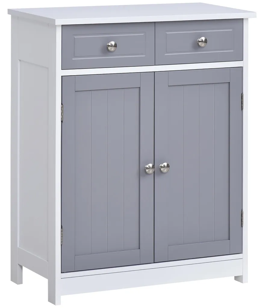 Meuble de salle de bain sur pied 60x30x75 cm - Armoire grise et blanche