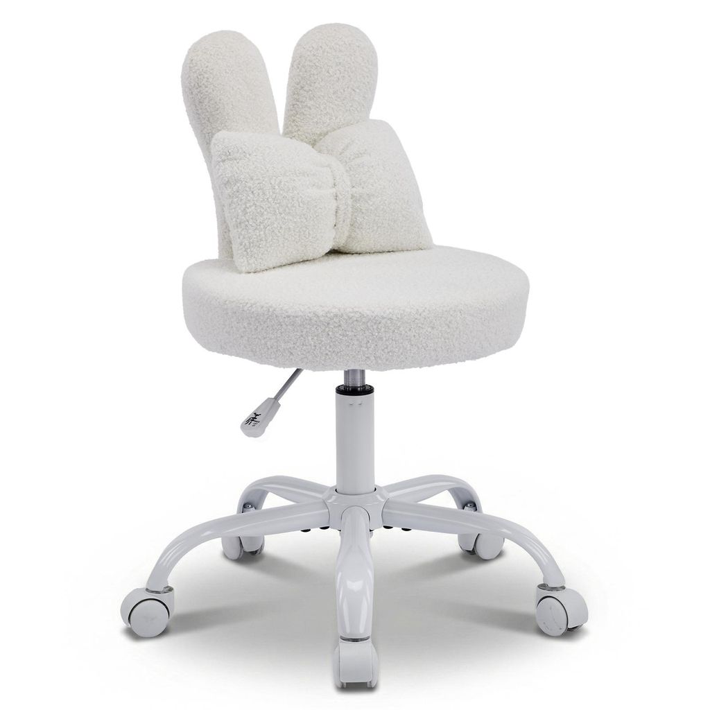 Kaninchenohren-Design Drehstuhl, Homeoffice Stuhl,Schreibtischstuhl, 360°,weiß