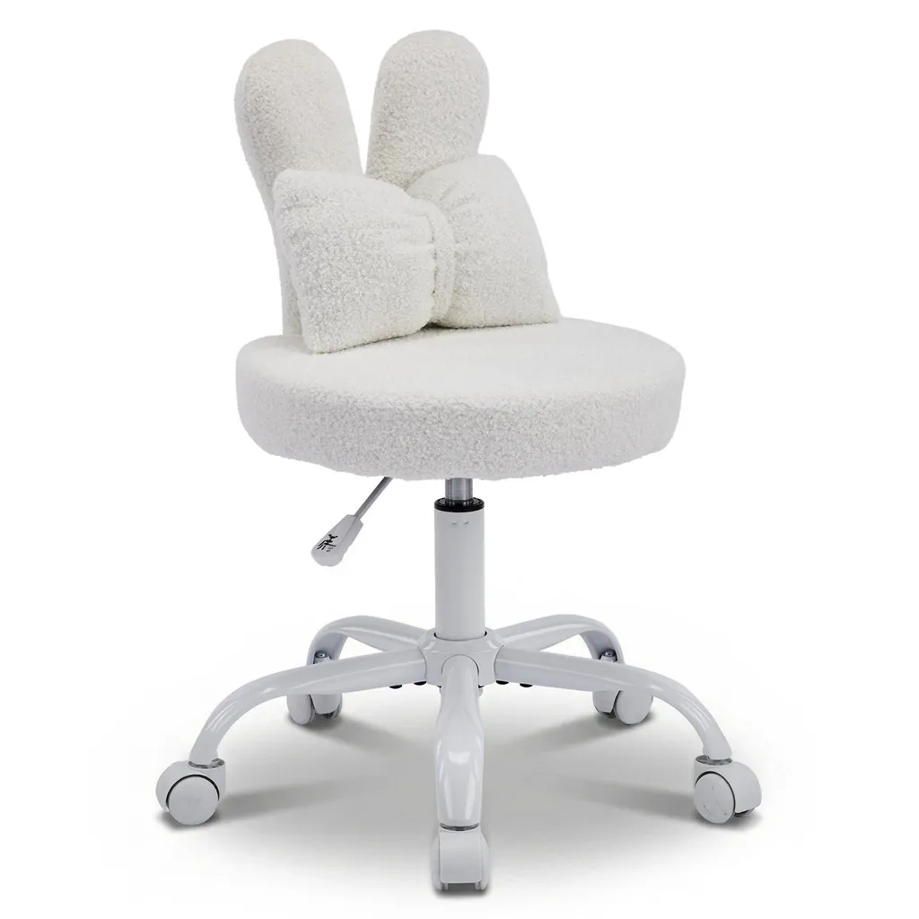 Chaise bureau oreilles de lapin, pivotante 360 blanche, dossier ergonomique
