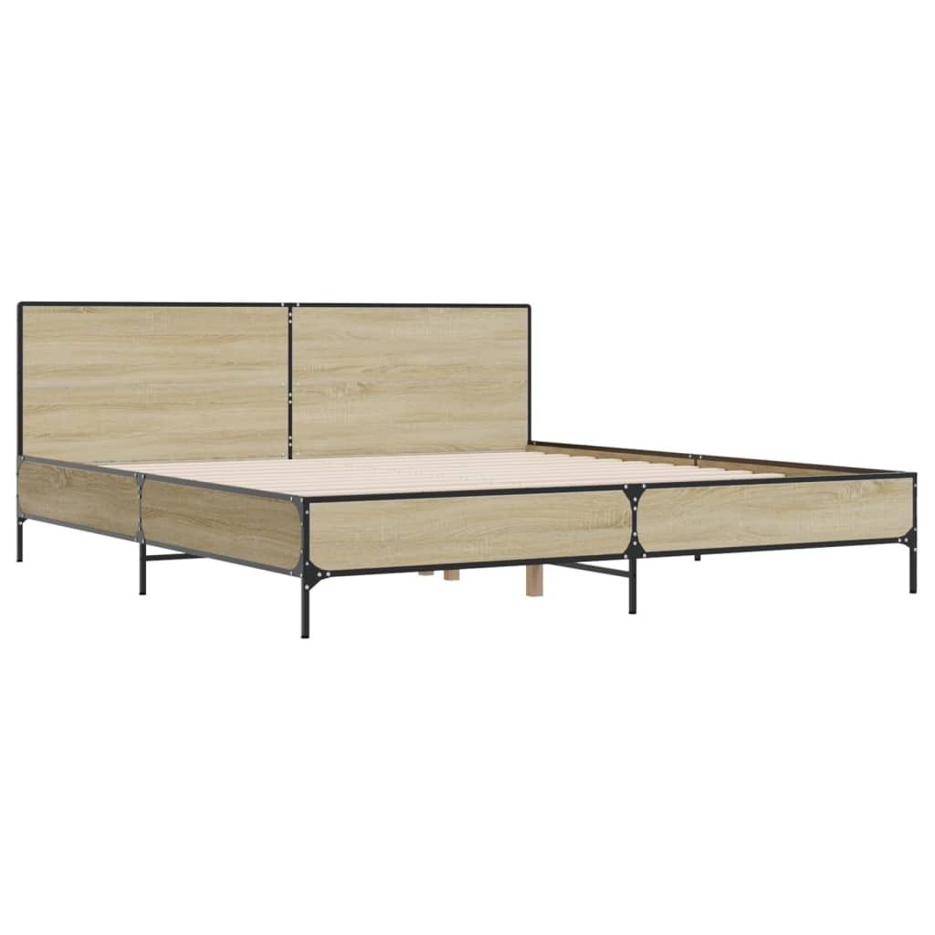 "im Sonderangebot"Bettgestell/Doppelbett ️Hochwertiges - Polsterbett Erwachsene/r /Kind - Sonoma-Eiche 200x200cm Holzwerkstoff und Metall - Klass...