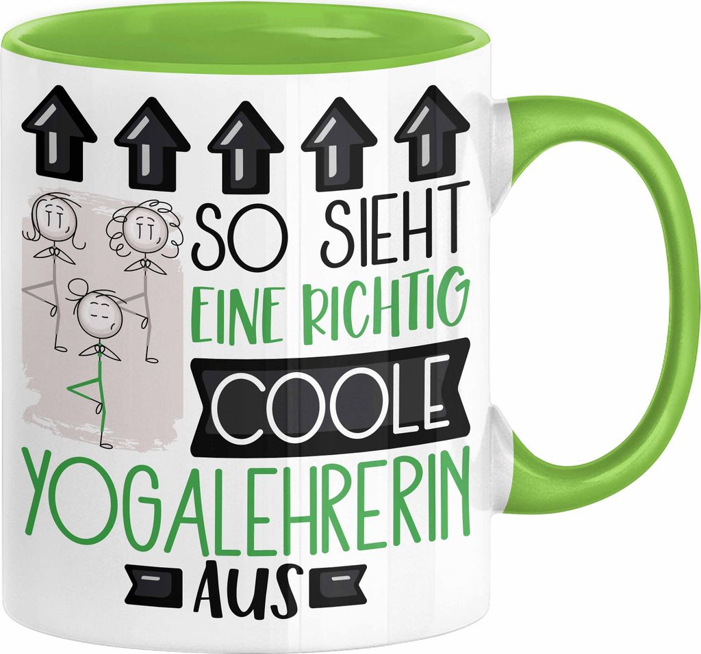 Yogalehrerin Geschenk Tasse Lustig Geschenkidee für Yogalehrerin Geburtstag So Sieht Eine Richtig Coole Yogalehrerin Aus Frauen Spruch (Grün)