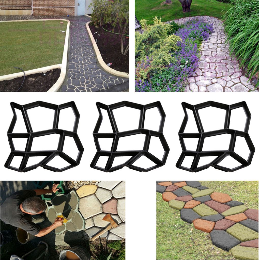 TolleTour 3 Stk. Pflasterform 43*43*4 CM, Betonform DIY Gießform, aus Kunststoff, für Gehwegen Terrasse Garten Gehweg