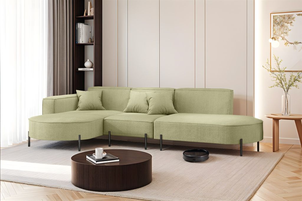 Ecksofa Designersofa VALENCIA in Stoff Scala Kiwi Ottomane Links